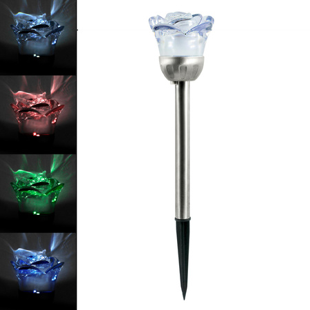 LED solární zahradní lampa ROSE 6500K Studená bílá a RGB GOLDLUX (Polux)