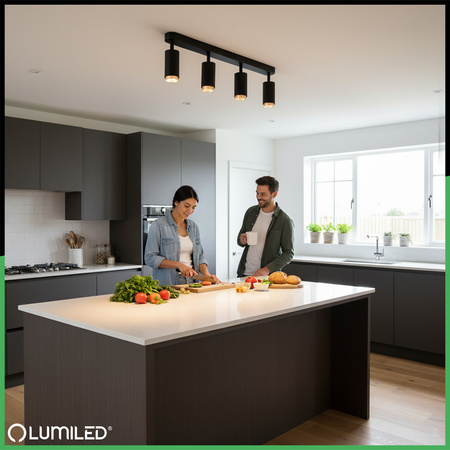 Reflektorové stropní svítidlo 4x GU10 ELIGIS Black LUMILED