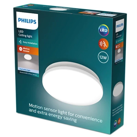 Stropní svítidlo LED Plafond 12W 1500lm 4000K se soumrakovým senzorem Bílá Acuna Philips