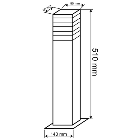 Venkovní zahradní lampa E27 ČERNÝ SLOUP Čtverec 50cm