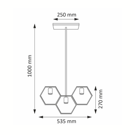 Retro stropní závěsné svítidlo 3x E27 černá + zlatá Honey GOLDLUX (Polux)