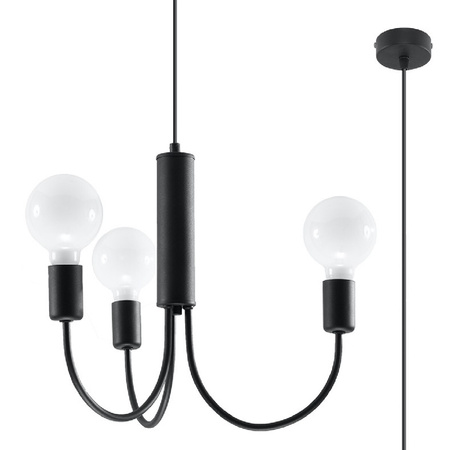 LED PICCOLO Závěsné stropní svítidlo 3xE27 Lustr černý SOLLUX
