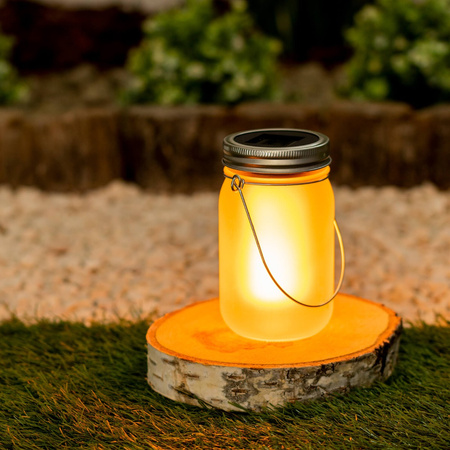 Zahradní lucerna LED Solar Jar Flame 13cm