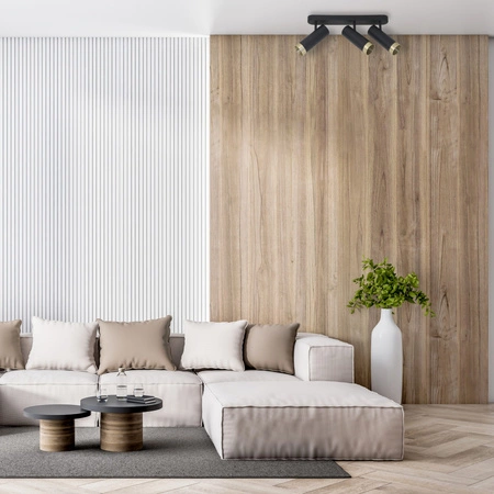 Nástěnné a stropní bodové svítidlo 3x GU10 Black Gold FADO Sanico Goldlux