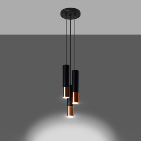 LOOPEZ Závěsné stropní svítidlo 3P 3xGU10 Elegant Black-Copper SOLLUX