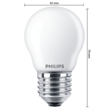 LED kulová žárovka E27 P45 6.5W = 60W 806lm 2700K Teplá bílá vlákno Mléčné PHILIPS