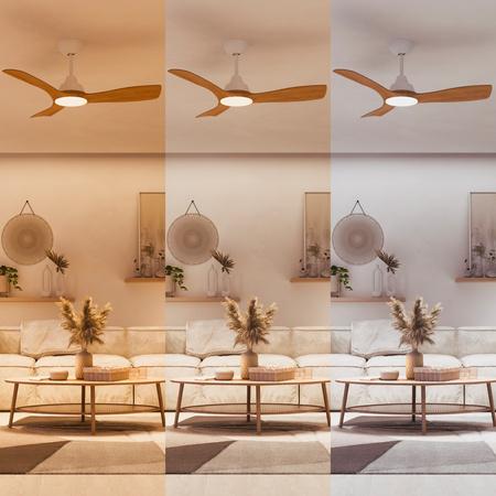 Stropní ventilátor 28W LED stropní svítidlo 24W 2650lm 3000/4300/6500K CCT Brown White + Pilot Olas Philips