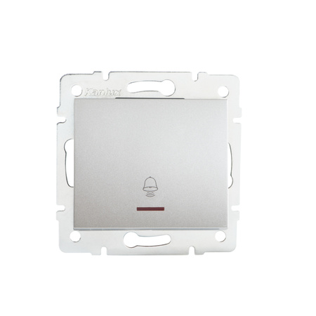 Spínač NO pro zvonek osvětlený 10A Square Silver LOGI Kanlux