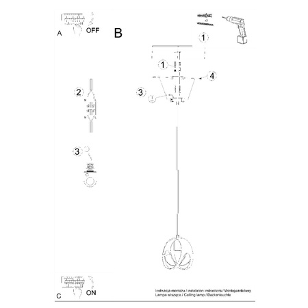 Stropní závěsné svítidlo LED TULOS E27 Overhang Black SOLLUX
