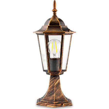 Venkovní zahradní lampa E27, LED nízký sloupek, lucerna, 40cm, Patina, BELLIS LUMILED