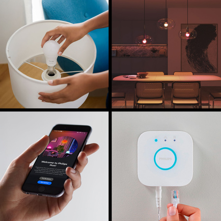 3x LED žárovka E27 A60 8W = 60W 806lm 2200-6500K CCT + RGB SMART Smart Bluetooth ZigBee White and Color Ambiance + Bridge Bridge Philips HUE Starter Kit