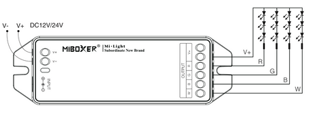 Ovladač RGB+W Ovladač LED pásků 12/24V 12A Mi-Light Wi-Fi FUT038M
