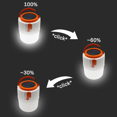 Solární LED kempingová lampa 3W 400lm 7000K studená bílá oranžová IPX4 se soumrakovým senzorem Sanico Goldlux