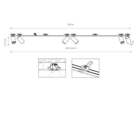 MONO SURFACE VI 7837 Nowodvorski Black 6xGU10 Zápustná lišta 200cm Reflektor Moderní