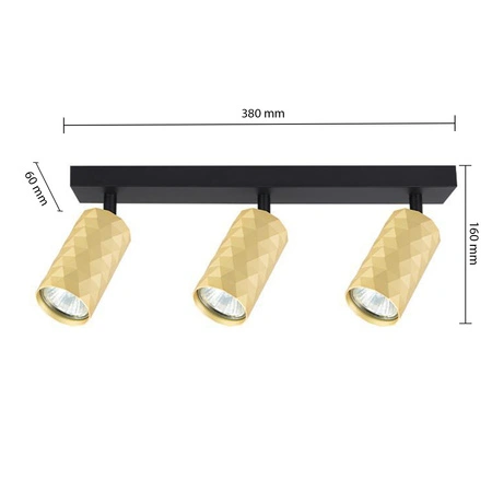 Spot Tuba Reflector Halogenové stropní svítidlo 3x GU10 Moving Black Gold Glamour Masterled