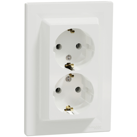 Dvojitá zásuvka SCHUKO 2x 2P+E s rámem SCHNEIDER ASFORA