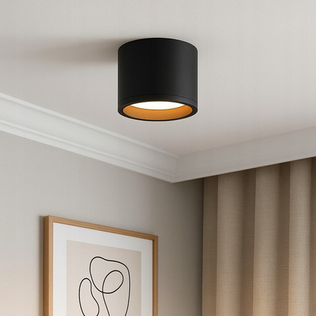 Přisazené LED GOLDA halogenové stropní svítidlo GX53 kulatá trubice černá - zlatá