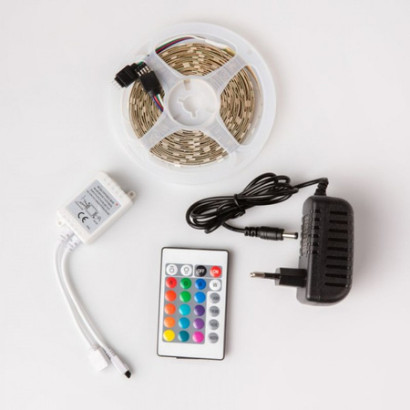 LED pásek SMD 5050 7,2 W/m 60LED/m Vícebarevný RGB IP20 Naviják 5 m + napájecí zdroj + dálkové ovládání Ecolight