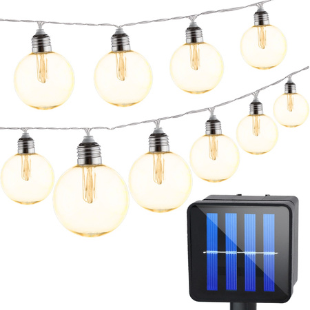 Solární zahrada Girland LED okrasné světlo řetěz 10 koule Teplá bílá 3000K 3.3 m