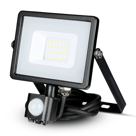 Reflektor LED 20W 1600lm 3000K IP65 Black s pohybovým senzorem a funkcí CUT-OFF Samsung Chip VT-20-SB V-TAC