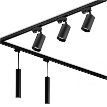 Sada osvětlovacích lišt 3m + 5x GU10 Busbar Spotlight + úhlový spínač černá LUMILED