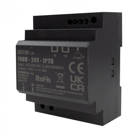 Napájecí zdroj na lištu DIN pro LED pásky 100W 24V 4,16A IP20 PREMIUM Ecolight