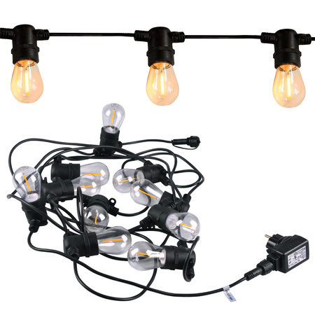 Zahradní venkovní světelný řetěz PARTY F26,2m 10xE27 LED vlákno 6W GOLDLUX (Polux)