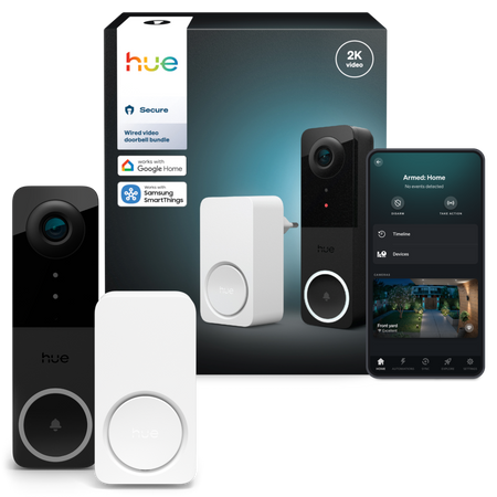 Chytrý videozvonek s IP kamerou 2K QHD 1440p CMOS Black SMART Zigbee WiFi zvonek + bílý gong Bezpečný přijímač Philips HUE