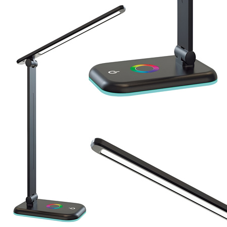 Stolní nastavitelná lampa na noční stolek ALMA LED 12W 960lm CCT + RGB stmívatelná černá MasterLED