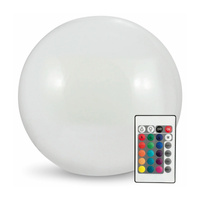 LED zahradní kuličková solární lampa s hroty bílá RGB 30 cm 3000K pozemní + dálkové ovládání
