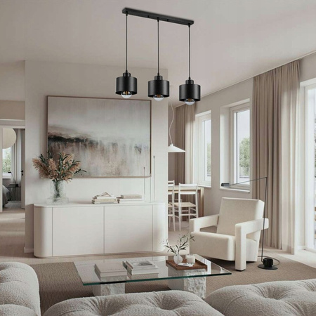 Masterled Stropní svítidlo 3x E27 Černá závěsná lampa Elza