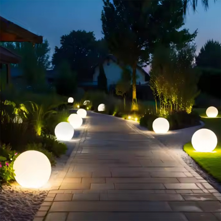 LED solární zahradní lampa se zapichovacím hrotem – Bílá koule ATRIS 30 cm LUMILED