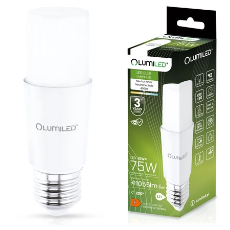 6x Žárovka LED E27, 10W = 75W 1055lm 4000K Neutrální bílá Stick LUMILED