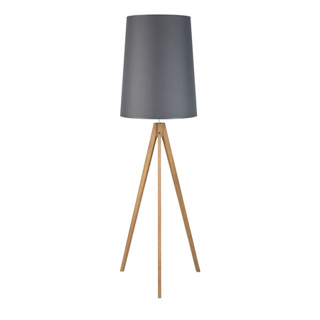 WALZ GREY Stojací lampa na trojnožce se stínidlem grafit a dřevo skandinávský E27 5046 TK Lighting