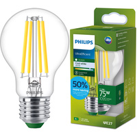LED žárovka E27 A60 5.2W = 75W 1095lm 4000K Neutrální bila vlákno PHILIPS Ultra Efficient
