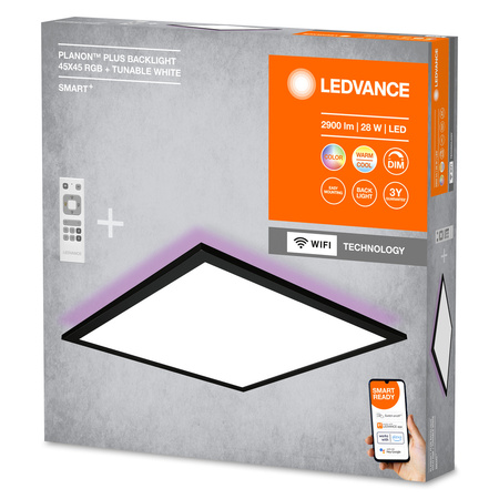Přisazený LED panel 28W 1800lm SMART+ WiFi RGBW Stmívatelné + dálkové ovládání 45x45cm Čtvercový PLANON Plus LEDVANCE