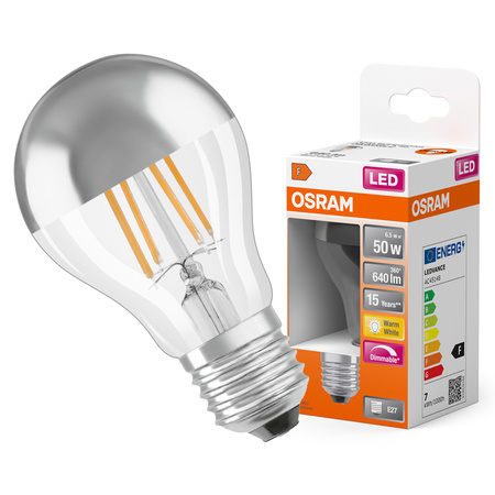 LED žárovka A60 E27 6,5W = 50W 640lm 2700K teplá bílá 300° Dimmable Retrofit Filament CLASSIC Osram