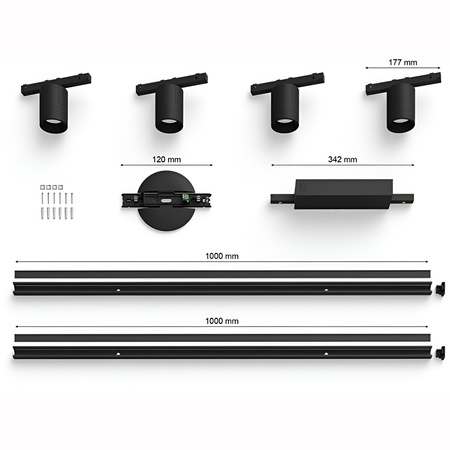 Perifo Lighting Rail Kit 2m + 4x LED reflektor 20,8W CCT RGB Philips HUE Bluetooth Black