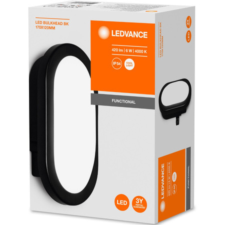 Nástěnná LED lampa 5.5W 4000K IP54 Hermetická venkovní černá BULKHEAD LEDVANCE