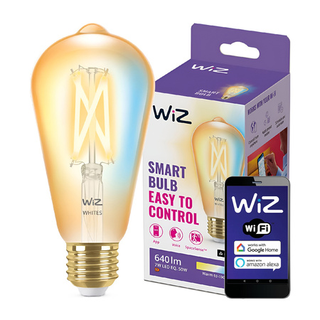 LED žárovka E27 ST64 7W = 50W Filament Amber SMART WiFi WiZ