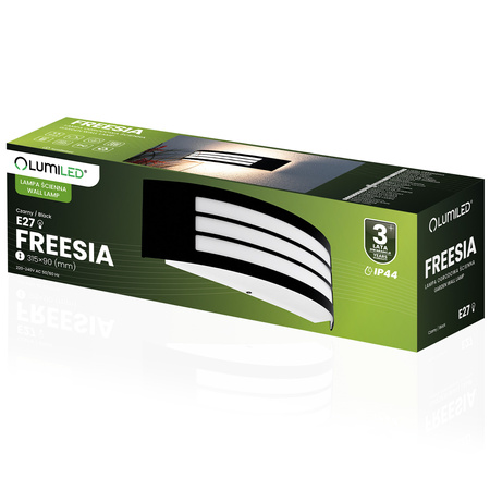 Zahradní nástěnná lampa E27, IP44 Černá FREESIA LUMILED