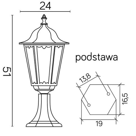 Venkovní stojací zahradní lampa Retro Classic K 4011/1 E27 51cm Su-Ma
