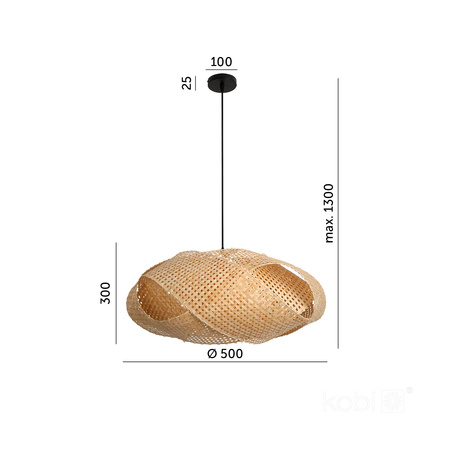 Bambusová dekorativní závěsná lampa E27 Boho Bindum Kobi