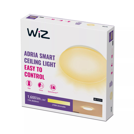 Plafond LED stropní světlo 17W 1600lm 2700K teplé 32cm bílé kulaté Smart SMART WiFi Bluetooth aplikace Adria WiZ