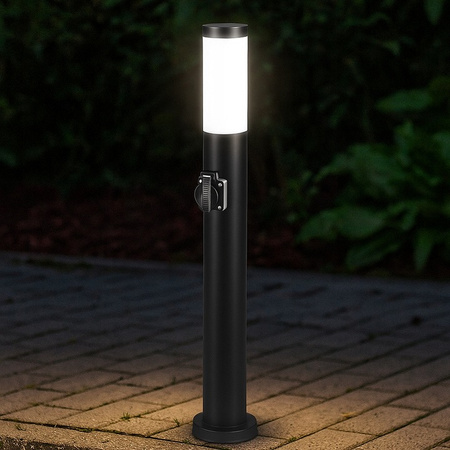Venkovní zahradní lampa E27 BLACK SLOUP 65cm se zásuvkou 230V