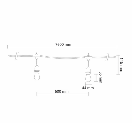 Venkovní zahradní girlanda barevná 6W 2700K teplá 10x E27 černá IP44 PARTY Sanico Goldlux