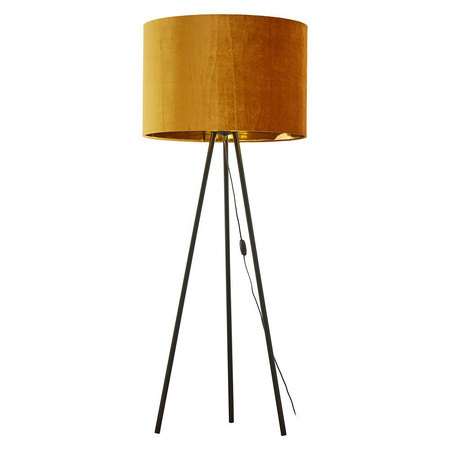 TERCINO ORANGE Velurové stínidlo černá a medová Elegantní E27 5533 TK Lighting Stojací lampa