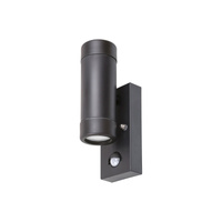 Zahradní lampa LED nástěnná lampa MEDINA 2xGU10 IP44 Up-Down s pohybovým senzorem Černá RABALUX
