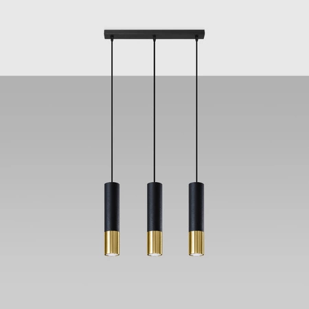LOOPEZ 3L Závěsné stropní svítidlo 3xGU10 Elegantní černá a zlatá SOLLUX