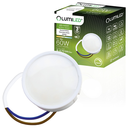 10x vložka do LED svítidla MR16 Modul INSERT Milky 7W = 60W 120° 670lm 4000K Neutrální stmívatelné LUMILED